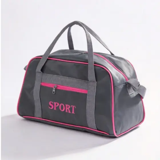 Bolsa Sport M Cinza com Rosa Multifuncional Leve, Espaçosa e Resistente para Academia/Viagens/Passeios