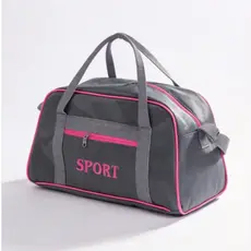 Bolsa Sport M Cinza com Rosa Multifuncional Leve, Espaçosa e Resistente para Academia/Viagens/Passeios