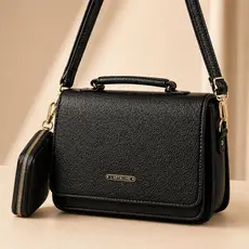 Bolsa Feminina Transversal Alça Longa + Carteira Conjunto Tiracolo Compacta Elegante/Casual/Festa/Dia a Dia com 6 Cores!