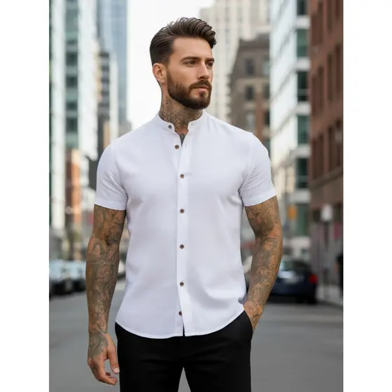 Camisa Masculina Manga Curta Gola Padre – Qualidade Premium | Conforto e Estilo para o Seu Dia a Dia