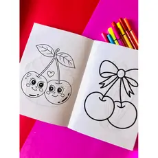 livro de colorir personalizado tema cerejinha-livro de colorir para lembrancinha-livro de colorir p brinde-tema cereja