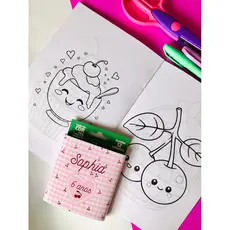 kit livro de colorir+lápis de cor personalizado tema cerejinha-kit livros de colorir personalizados para lembrancinha