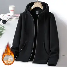 Moletom Masculino de Inverno com Forro de Lã, Casual, Grosso e Quente, Jaqueta Forrada de Sherpa para Casal, Tamanho Gra