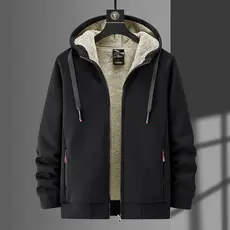 Moletom Masculino Forrado de Lã Sherpa, Casual, Solto, Quente, para o Inverno, Tamanho Grande