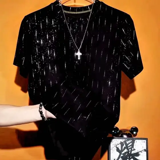 design Estrelado Moderno E , Nicho , tops Casuais De Estilo Ocidental , Versáteis , yuppie , Homens De Lantejoulas