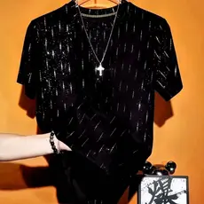 design Estrelado Moderno E , Nicho , tops Casuais De Estilo Ocidental , Versáteis , yuppie , Homens De Lantejoulas