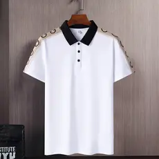 Estilo Coreano Sólido 2022 Marca Moda Preto Branco Polo Camisas De Manga Curta Masculino & # 39 ; s Verão Respirável Top
