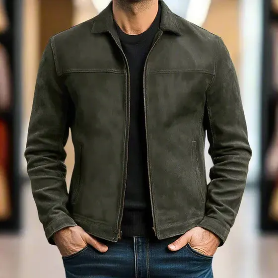 1 Nova Jaqueta Masculina de Couro Sintético para Outono, Casaco Casual com Lapela, Estilo Motociclista, Moda Urbana, Jaq