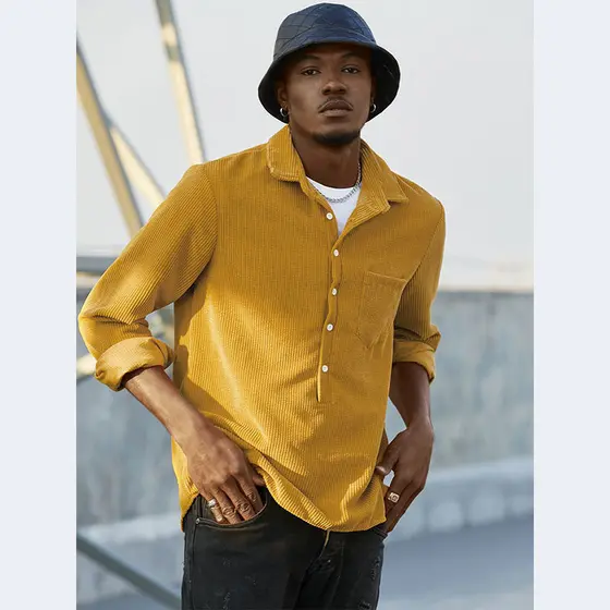 Camisa masculina, camisa social masculina, nova coleção de outono 2022, camisa masculina de veludo cotelê de manga longa