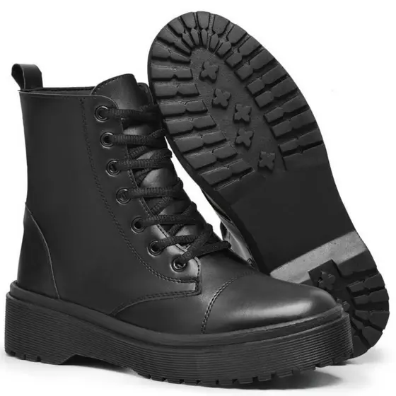 Bota Coturno Ziper Feminina Plataforma Tendência Blogueira Moda Casual Confortável Inverno
