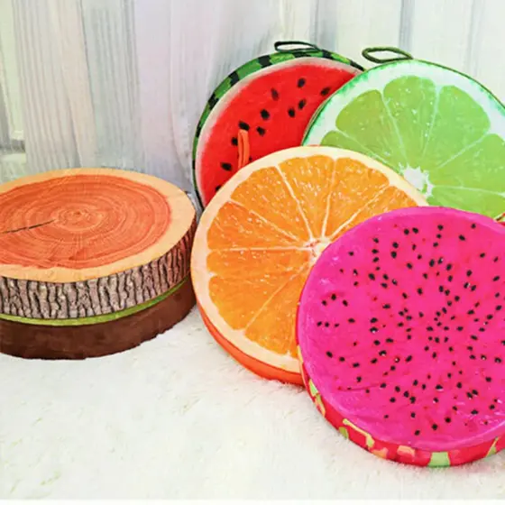 Almofada Redonda de Fruta 33CM Leitura na Cama, Relaxar, Estudar, Jardim, Jantar, Quarto, Cozinha