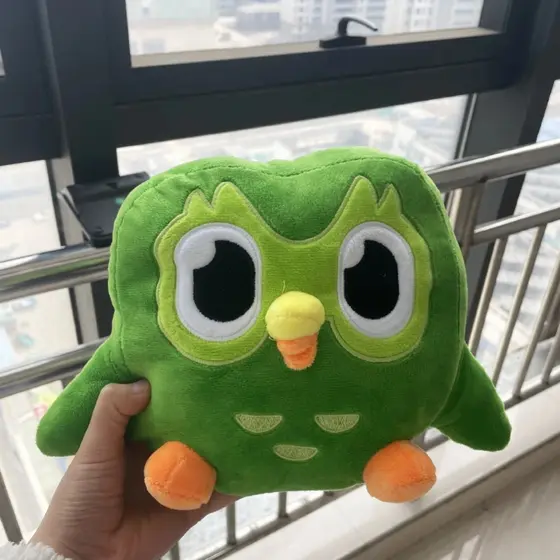 Almofada Fofa Coruja Duolingo The Owl Cartoon Pelúcia Macia Presente Criança