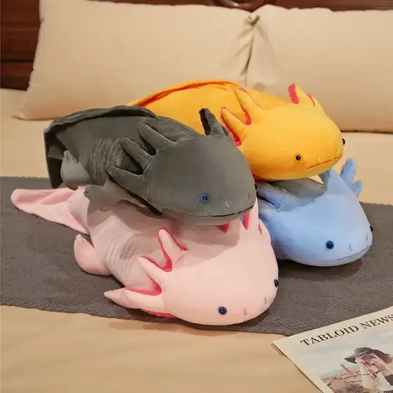 Almofada Axolotl 45CM Kawaii Pelúcia - Longa, Brinquedo Macio, Peixe Recheado, Presente Fofo