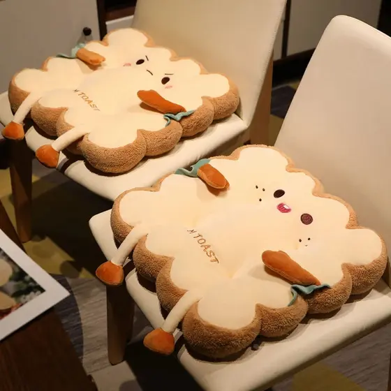 Almofada Pão Toast Fofo Bonito Humor Feliz e Irritado Mente Cadeira Recheado Assento Decor Crianças