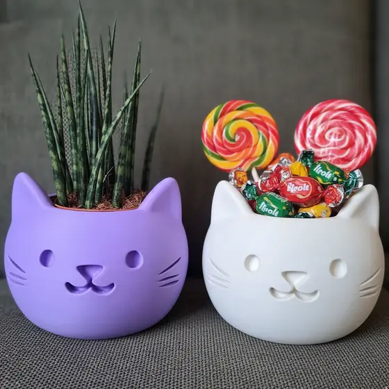 Kit Vaso Gato Fofo Cachepot Sala Docinhos Suculentos e Plantas | Decoração Casa Porta Treco Kawaii