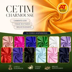 3 Metros de Tecido Cetim Charmousse Varias Cores para Decoração Mesa Costura Pano Vestido Pijama