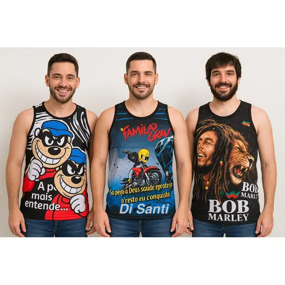kit 3 Camiseta regata masculina Mandrake malha fria.