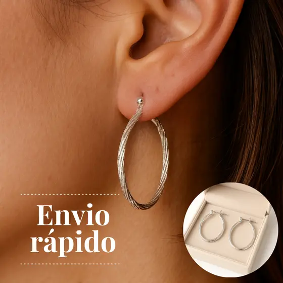 Brinco Argola Oval Folheada a Prata 3cm Design Diamantado-Direto da fábrica - ENVIO IMEDIATO