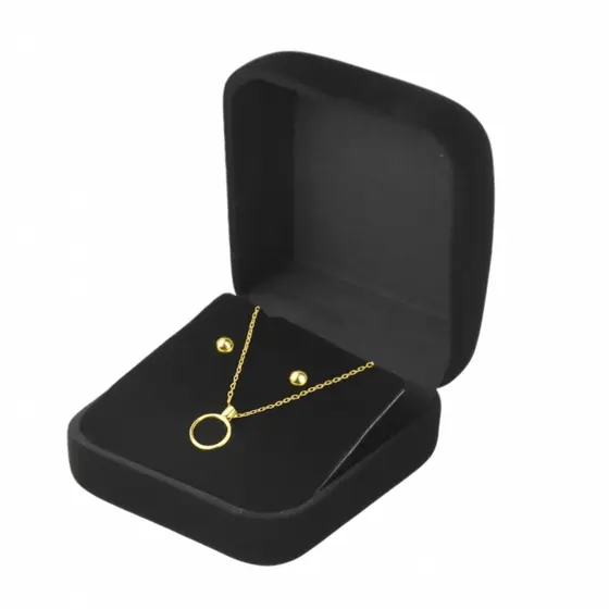 Caixinha de veludo para conjunto de jóias Pequena - ideal para presentear