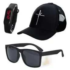 Kit Masculino Relogio Esportivo + Boné + Oculos de Sol .2023 Só Hoje