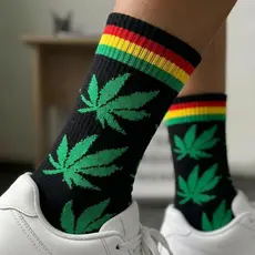 Meia Cano Alto Estampada Maconha, Caveira Divertida Unissex Skate Ciclismo Casual Criativa