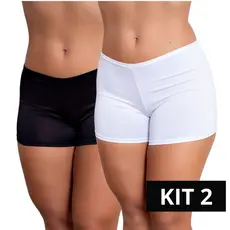 KIT 2 Short Microfibra Segunda Pele Curta  Elasticidade e Proteção, Evita Transparência Atrito balé M ao Plus size