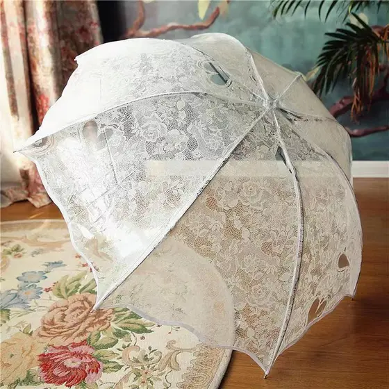 Princesa Rendas Guarda-Chuva De Casamento Claro PVC Coração Transparente Para Mulheres Ao Ar Livre Proteção Contra Prese