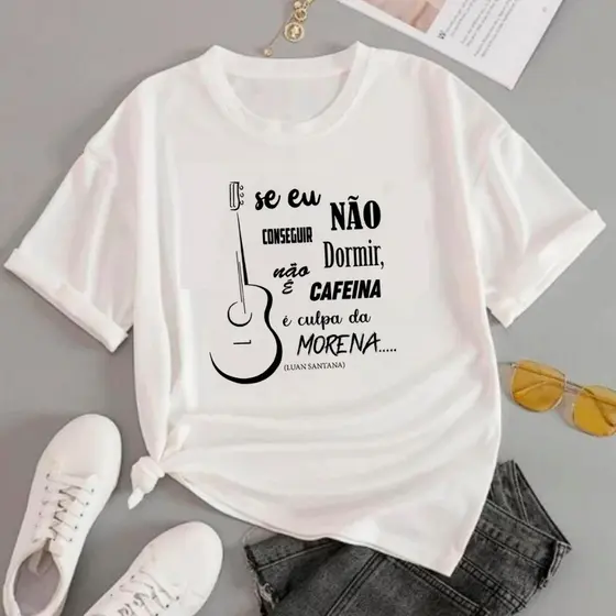 Camiseta Feminina T Shirt Promoção Algodão Confortavel Luan Santana Musica Show Sertanejo A Culpa è da Morena  Cantor RR