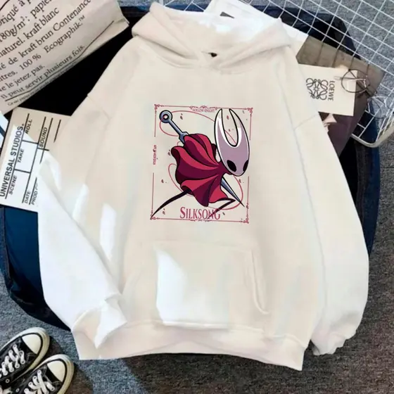 Moletom Canguru C/Capuz Unissex Confortavel Algodão Capote Agasalho Blusa De Frio Silksong Hollow Knight Jogo Game Dark
