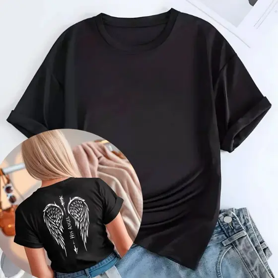 Camiseta Feminina T Shirt Promoção Algodão Angel Asas Frases Gotico Moda Rock Anjo Gotico Exclusivo Novo RR
