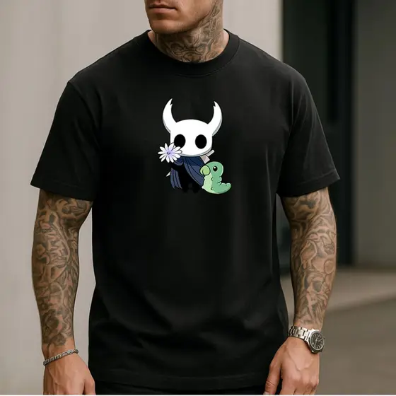 Camiseta Masculina T Shirt Promoção Algodão Confortavel Casual Hollow Knight Jogo Game Silksong Gotico Dark Fã
