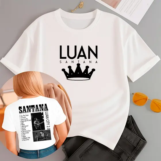 Camisa T-Shirt Unissex Camiseta Algodão Casual Confortavel Luan Santana Coroa Cantor Sertanejo Casual RR