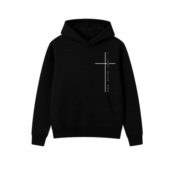 Moletom Canguru Unissex C/Capuz Capote Blusa Inverno Cruz Sagrada Minimalista Cristão Inlfuencer