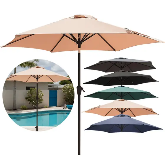 Ombrelone Guarda Sol  Central para Jardim 2,30 Metros Articulado Impermeável Uv Piscina Área Externa