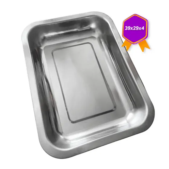 Bandeja Retangular Aço Inox Restaurante Procedimento 39x29x4