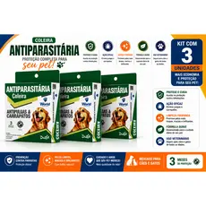 Kit 3 Coleiras Dugs Antipulgas e Carrapatos p/Cães 17g c/ 56cm- World Veterinária