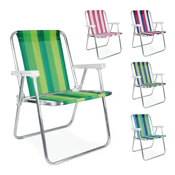 Kit 4 Cadeira de Praia Alumínio Mor 110kg Resistente CORES SORTIDAS Oferta