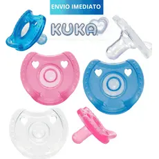Chupeta 100% Silicone Kuka Bico Reto Tam2. 6+ meses com Alça Design Ergonômico Higiênica