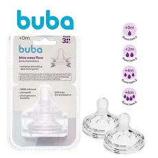 Bicos 2 Unidades  Extra Buba Easy Flow para Mamadeira – Fluxo 1, 2, 3 ou 4 | Anticólica | BPA Free