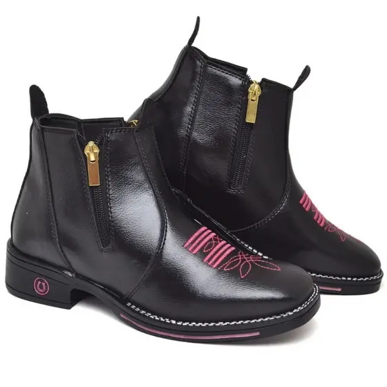 Bota Texana Com Ziper feminina Country Solado de Borracha confortavel,Para se dia adia