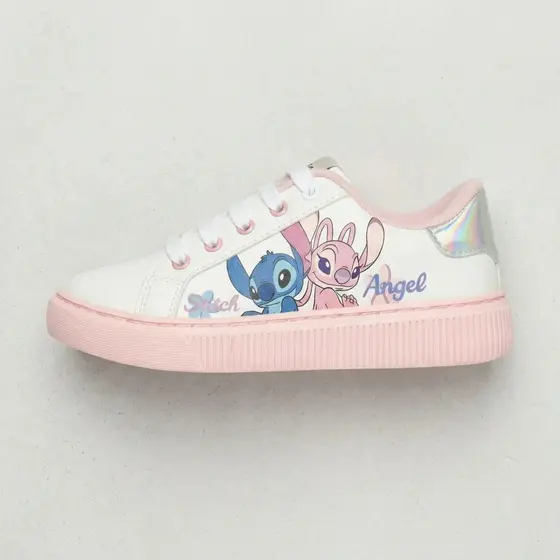 Tênis Menina Stitch Angel Rosa Claro Cabedal Sintético Plataforma Casual