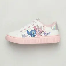 Tênis Menina Stitch Angel  Rosa Claro Cabedal Sintético Plataforma Casual