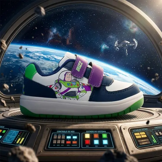 Tênis Infantil Buzz Lightyear Dyan Calce Fácil Velcro Duplo Original Confortável Escola Passeio Solado Antiderrapante