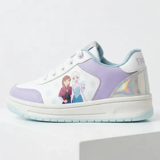 Tênis Frozen Infantil Feminino Elsa Anna Branco Solado Borracha Seguro Confortável
