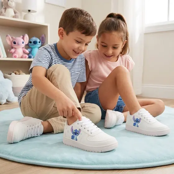 Tênis Stitch Dyan Branco Juvenil Original Unissex Conforto Premium Biqueira Microfurada Cadarço E Solado Borracha