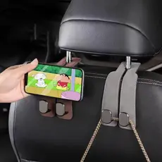Gancho Universal Para Encosto De Cabeça De Assento De Carro-Duplo Couro Premium , Cabide De Liga Grande Com Suporte