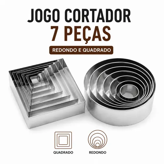 Jogo Cortador Inox 7 Peças para Confeitaria e Panificação