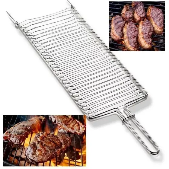 Baby Grelha 53x17 cm para Churrasco, Peixe Pequena