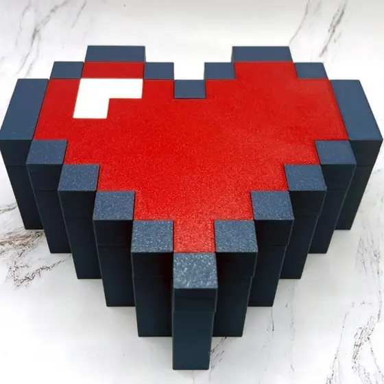 Presente Criativo Coração Pixel Porta Doces Geek Gamer Caixa Coração 8 Bits Com Tampa