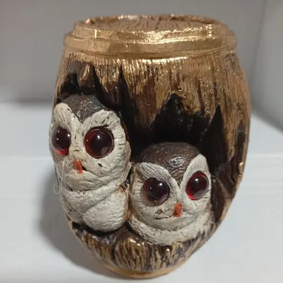 Coruja Decorativa em Gesso–barril